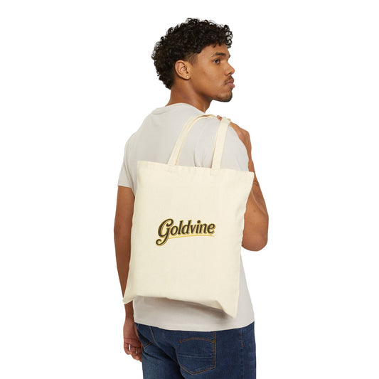 Goldvine Script Canvas Tote Bag — Vintage Gold Logo Cotton Shopper