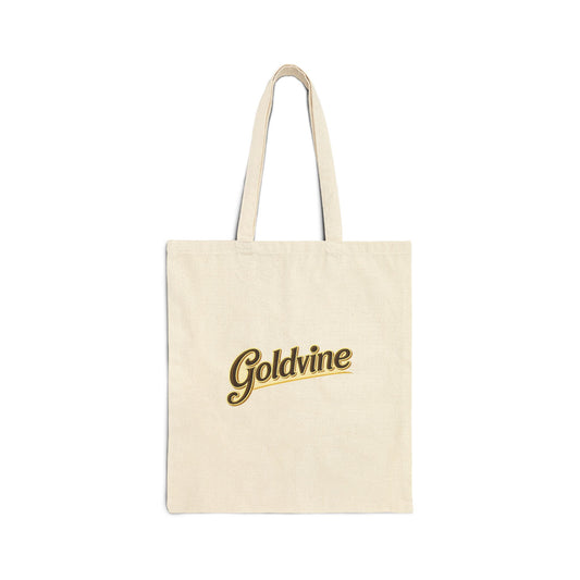 Goldvine Script Canvas Tote Bag — Vintage Gold Logo Cotton Shopper